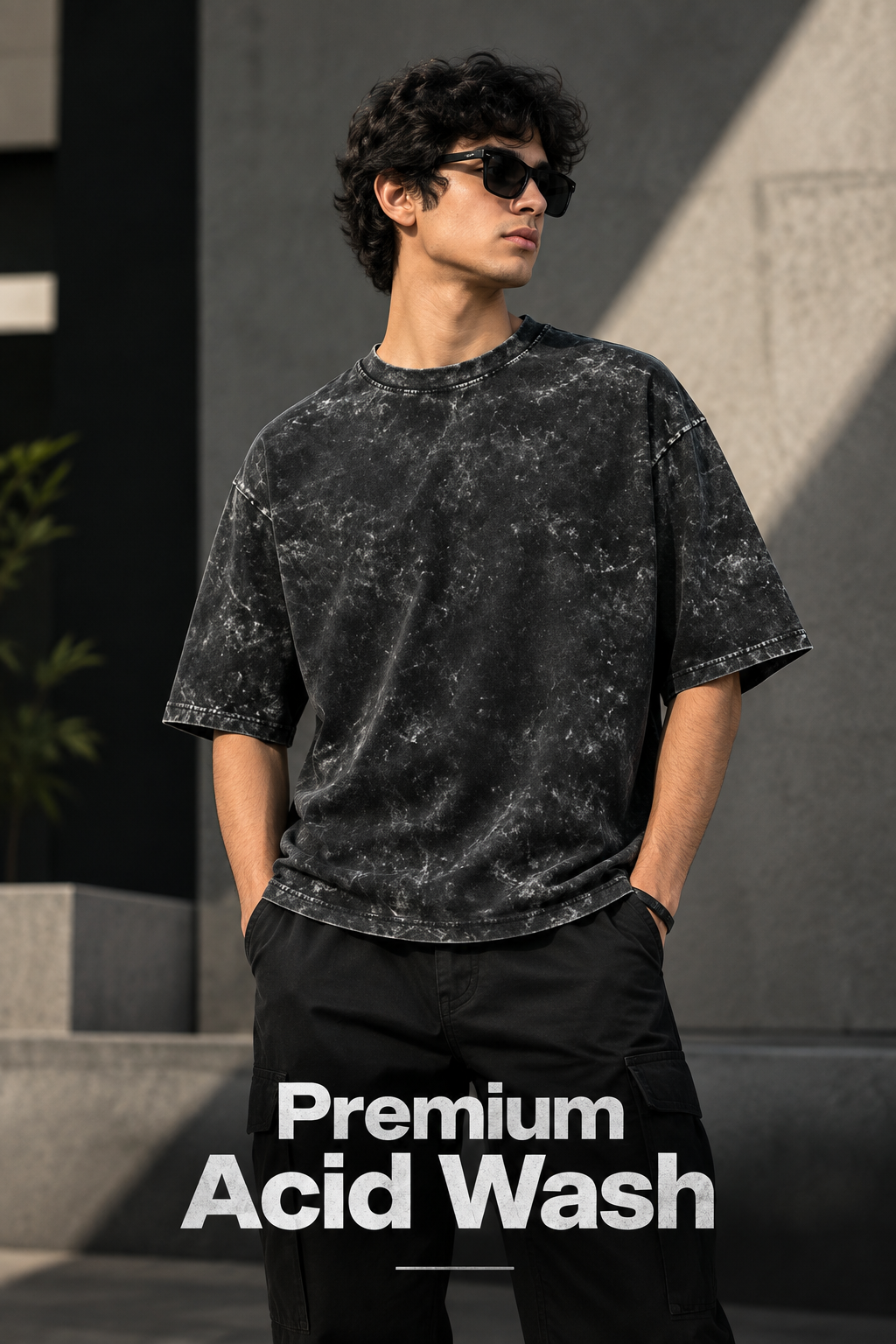 Men's Acidified Black Heavyweight Oversized T-Shirt