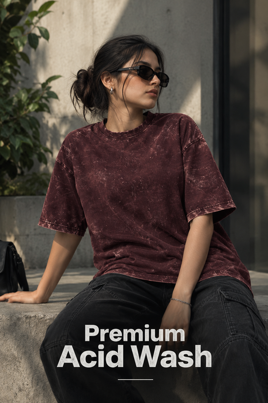 Women's Acidified Maroon Heavyweight Oversized T-Shirt