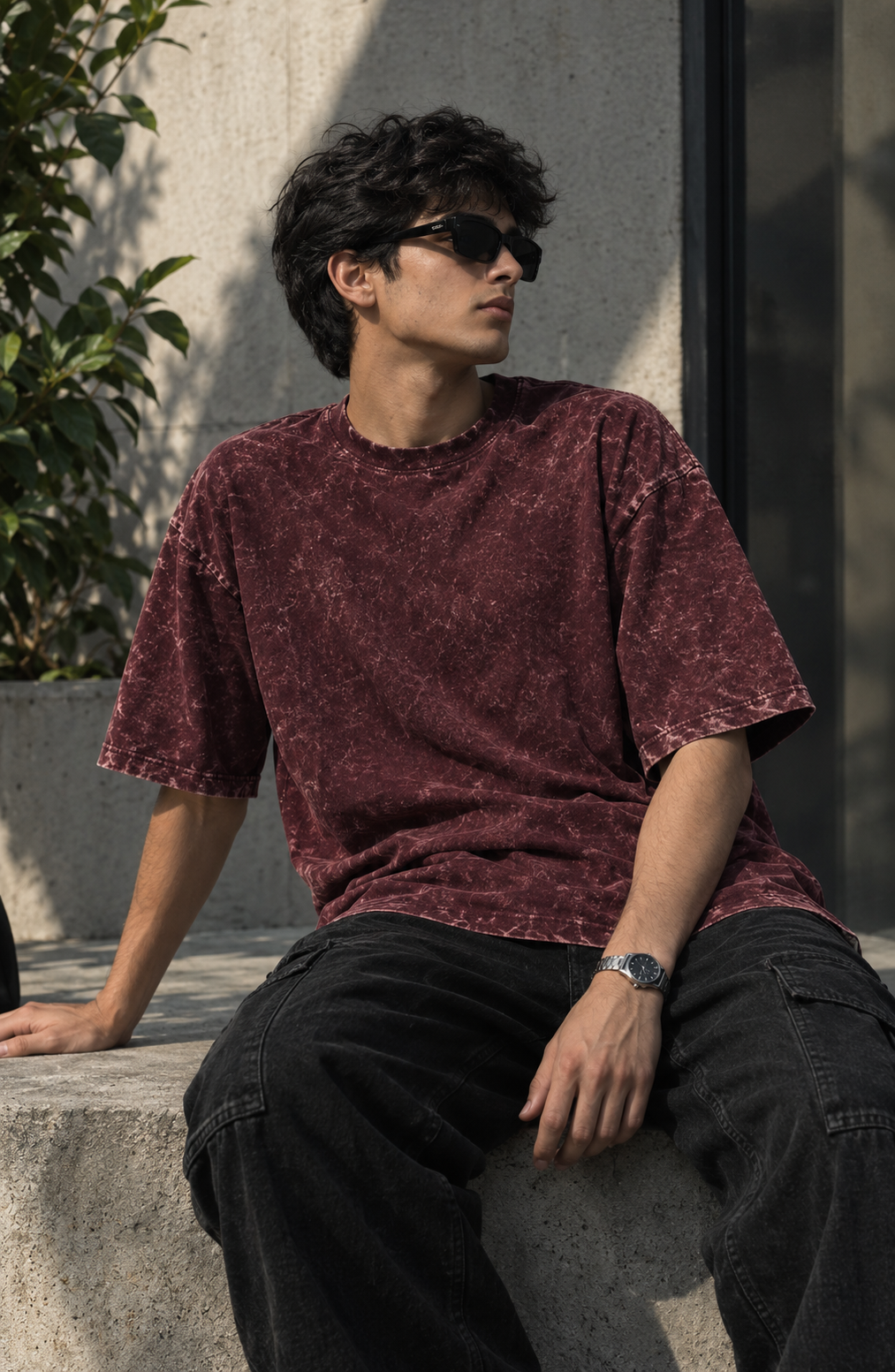 Men's Acidified Maroon Heavyweight Oversized T-Shirt