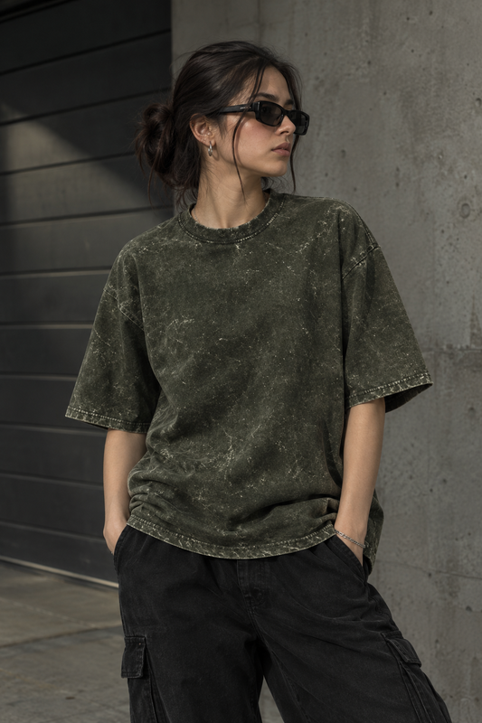 The Acidified | Olive Green | Heavyweight Oversized T-Shirt | Women's