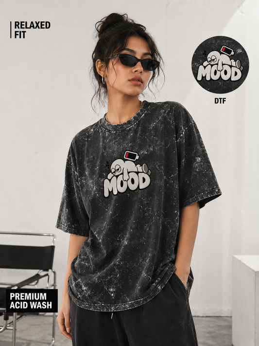 Unifi Style Women's Low Battery 'MOOD' Acidified Navy Oversized T-Shirt