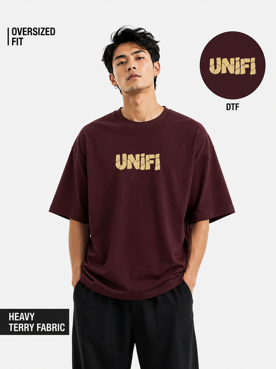 Unifi Fractured Logo 260 GSM Sage French Terry Oversized T-Shirt