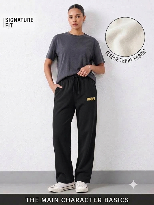 Unifi Style Stealth Black Gold Logo 260 GSM French Terry Sweatpants