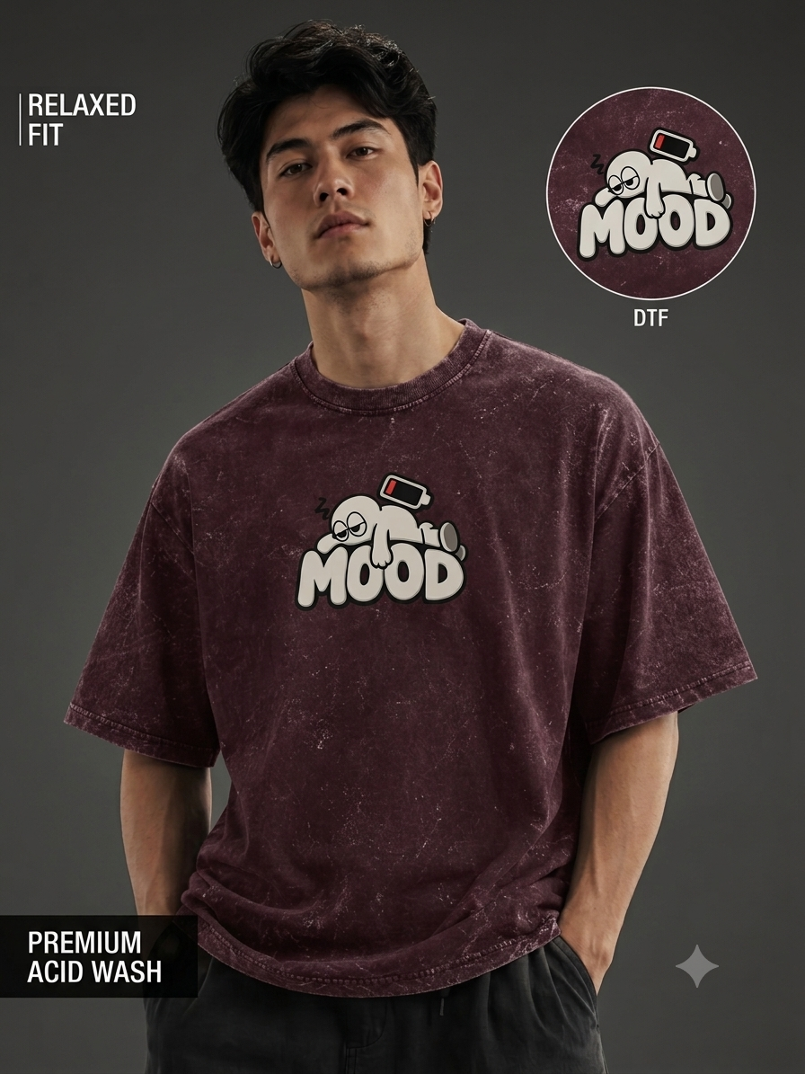 Unifi Low Battery 'MOOD' Acidified Navy Oversized T-Shirt