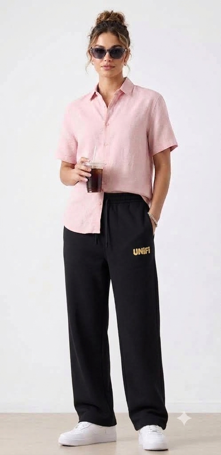 Unifi Style Stealth Black Gold Logo 260 GSM French Terry Sweatpants