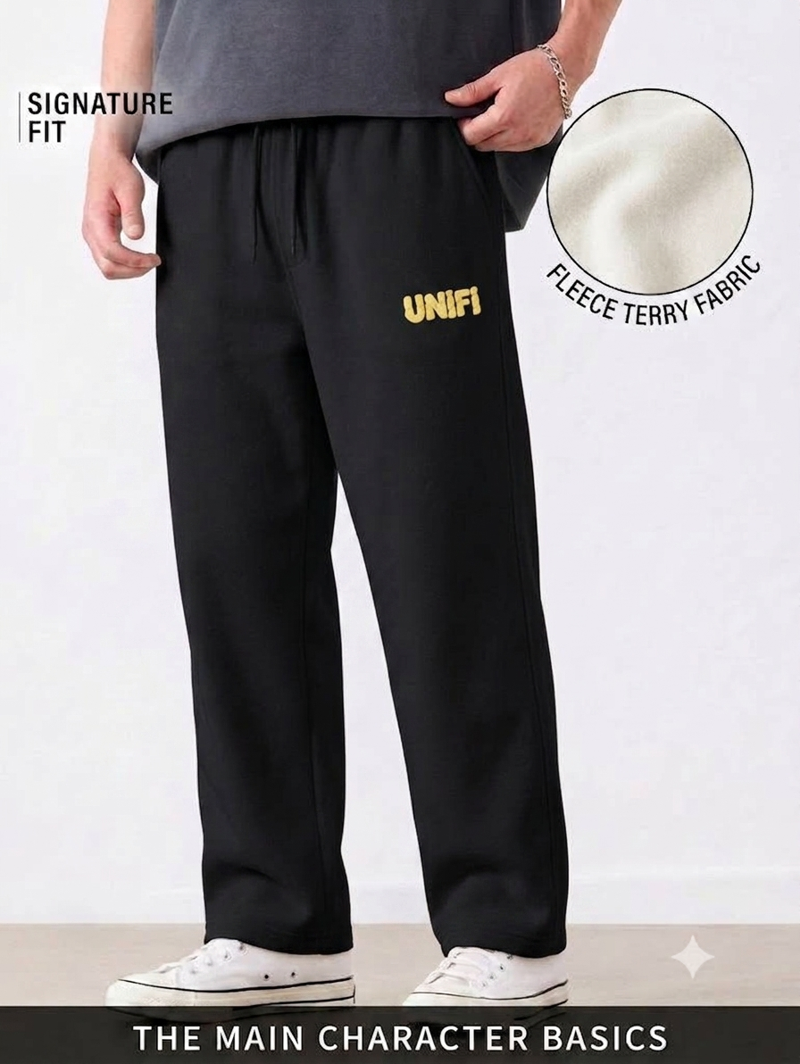 Unifi Style Stealth Onyx Gold Emblem 260 GSM French Terry Sweatpants