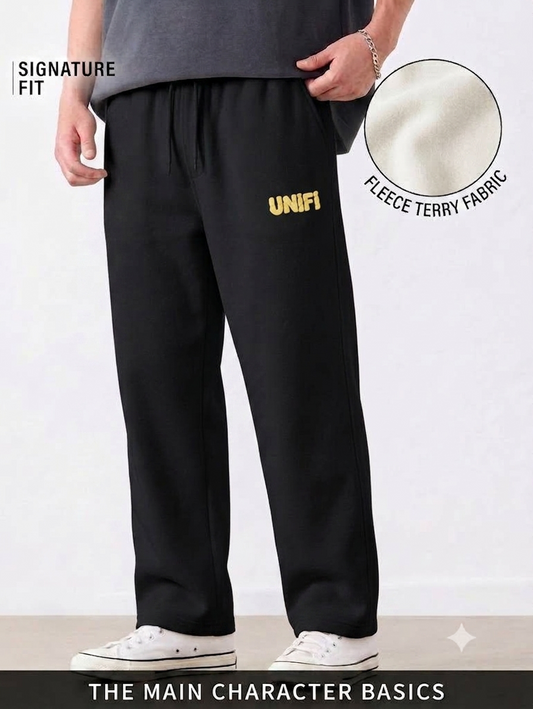 Unifi Style Stealth Onyx Gold Emblem 260 GSM French Terry Sweatpants