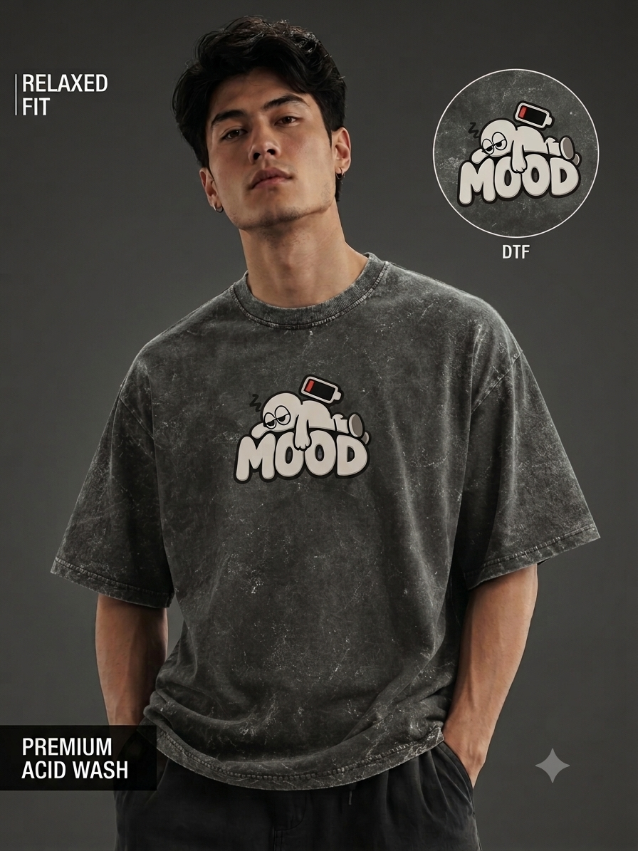 Unifi Low Battery 'MOOD' Acidified Navy Oversized T-Shirt