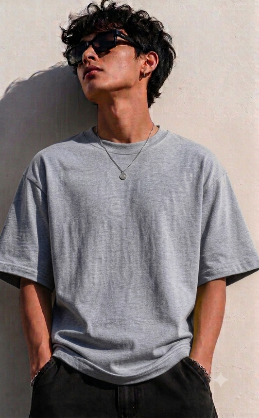 Unnamed Tees | Plain Grey Melange| By Unifi