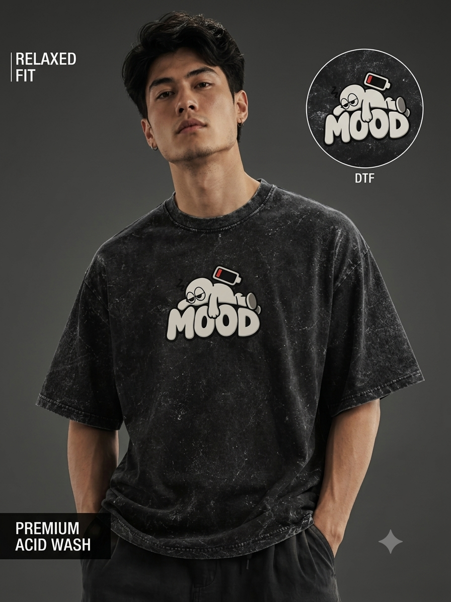 Unifi Low Battery 'MOOD' Acidified Navy Oversized T-Shirt